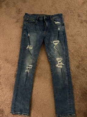 American Eagle Outfitters Distressed Dark Blue Skinny Jeans